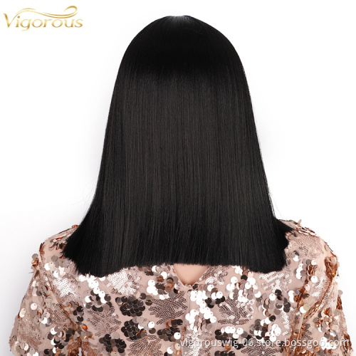 Cheap Price Popular Vendor Wholesale Synthetic Fiber Wigs For Women U Part Lace Middle Part Long Silky Straight Wave Black Hair